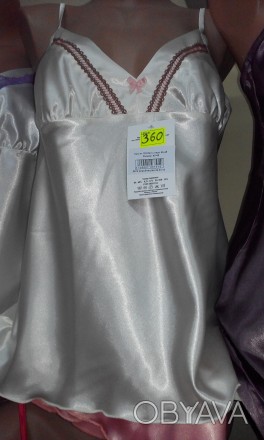 Пижама - майка цвет шампань и персиковые шорты из атласа. Размеры S,M,L. Бретель. . фото 1