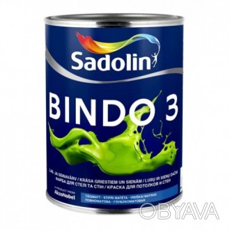 Глубокоматовая латексная краска Bindo 3 предназначена для внутренних работ. Имее. . фото 1
