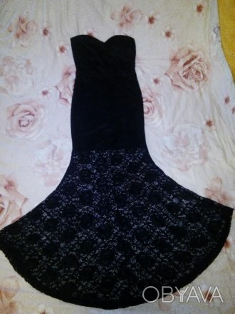 Платье женское,цвет черный,гипюр.Длина платья 126 см,обхват линии груди 35 см.. . фото 1
