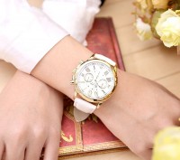 Кварцевые наручные часы с металлическим корпусом и кожаным ремешком (полиуретан-. . фото 3