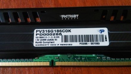 Продам два модуля оперативной памяти Patriot Viper PV316G186C0K по 8Gb, тайминги. . фото 4