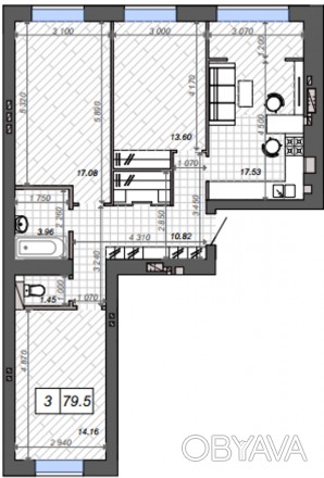 Продам 3-х комнатнатную квартиру площадью 79,5 м.кв. (кухня-студио площадью 18 м. . фото 1