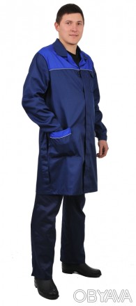 Мужской рабочий халат выполнен из смесовой ткани, которая характеризуется минима. . фото 1