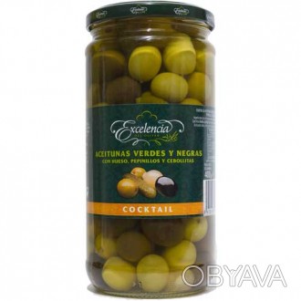 Оливки Зеленые, Черные И Корнишоны Excelencia 720 Мл Испания. Коктейль из черных. . фото 1