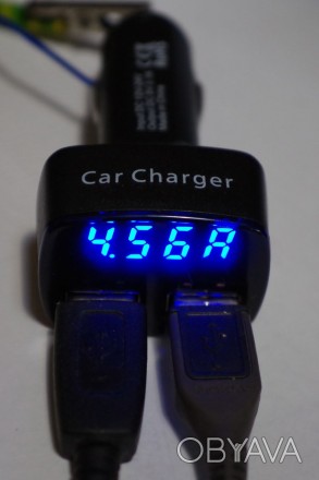Мощная Автомобильная зарядка 4.5А, Амперметр, вольтметр, термометр на два USB вы. . фото 1