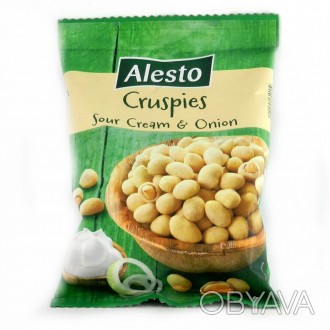 Арахіс Alesto Cruspies з хрусткою скоринкою зі смаком цибулі та сметани - арахіс. . фото 1