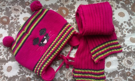 Комплект зимняя шапка и шарф Raster,в хорошем состоянии 44-46р. Шапочка теплая, . . фото 1