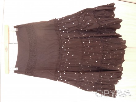 Длинная юбка из хлопка, бренд Xanaka, Франция. Размер 42-44. Цвет черный. Декор:. . фото 1