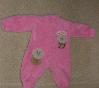 Розовый комбинезон, меховый, на девочку от 6 месяцев до 1,5 года, расстегивается. . фото 2