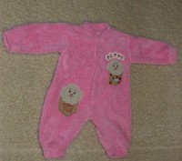 Розовый комбинезон, меховый, на девочку от 6 месяцев до 1,5 года, расстегивается. . фото 3
