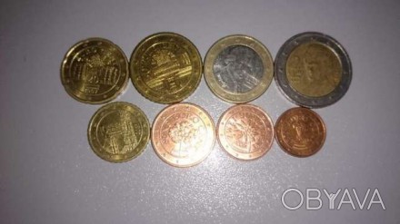 Два набора обиходных монет от 1 евроцента до 2 евро.Цена за два набора.. . фото 1