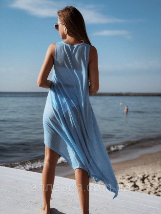 Платье арт 591 трикотаж платье -майка в пляжном стиле 42-46 голубой и розовый с1. . фото 6
