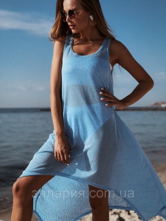 Платье арт 591 трикотаж платье -майка в пляжном стиле 42-46 голубой и розовый с1. . фото 2