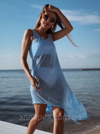 Платье арт 591 трикотаж платье -майка в пляжном стиле 42-46 голубой и розовый с1. . фото 4