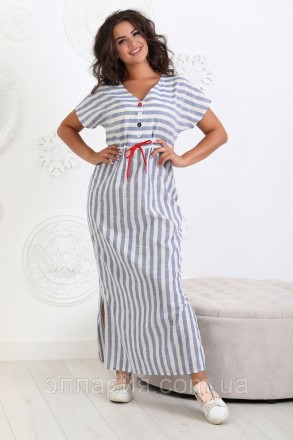 Платье модель : 027 ткань: лён цвета : черно-белая полоска, сине-белая полоска р. . фото 5