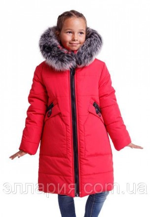 Теплая зимняя куртка парка для девочки Код Элиза (Ю), Цвета в наличии - красный,. . фото 2