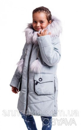 Теплая зимняя куртка парка для девочки Код Вьюга (Ю), Цвета в наличии - джинс,си. . фото 1