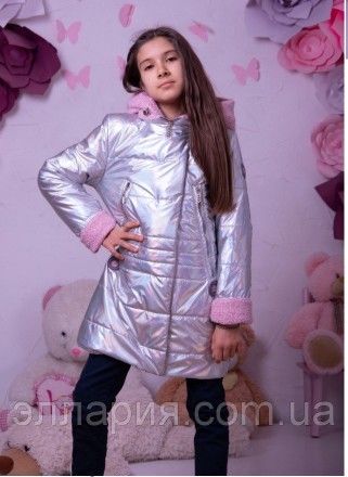 Модная курточка для девочки Код Сингапур №19,стальная золото мята пудра волна Тк. . фото 6