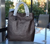 FURLA 'New Appaloosa' Shopper Tote COFFEE Ostrich Embossed Leather
retail : $42. . фото 3