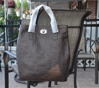 FURLA 'New Appaloosa' Shopper Tote COFFEE Ostrich Embossed Leather
retail : $42. . фото 11