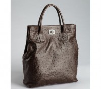 FURLA 'New Appaloosa' Shopper Tote COFFEE Ostrich Embossed Leather
retail : $42. . фото 13
