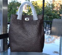 FURLA 'New Appaloosa' Shopper Tote COFFEE Ostrich Embossed Leather
retail : $42. . фото 2