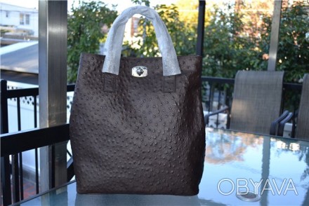 FURLA 'New Appaloosa' Shopper Tote COFFEE Ostrich Embossed Leather
retail : $42. . фото 1