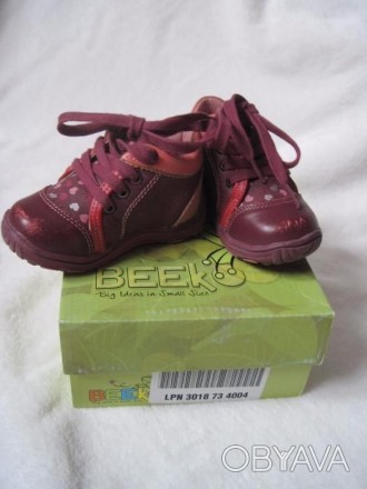 Детские ортопедические ботиночки фирмы Beeko. Цвет бордо. Размер 19. Кожаные, на. . фото 1