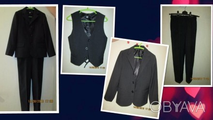 Продаю черный школьный костюм-тройку для мальчика 7-8 лет, б/у, в отличном состо. . фото 1