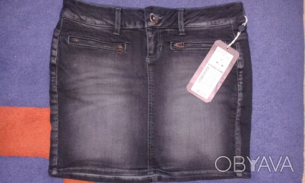 Юбка джинсовая новая Tom Tailor. Цвет темно-серый. Размер М. Талия 39 см, длина . . фото 1