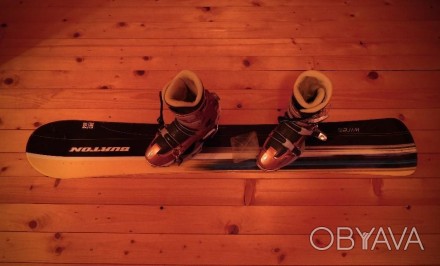 Продам сноуборд Burton 160 + жорсткі кріплення + черевики Raichle. Стан кантів ч. . фото 1
