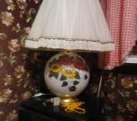 Лампа напольно-настольная,высота 85см,диаметр абажура 70см, верхняя часть работа. . фото 3