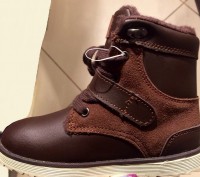 Продам зимние детские коричневые ботинки на мальчика, на шнурках, 27-30р, внутри. . фото 3
