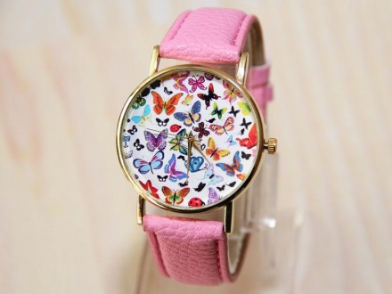 часы бабочки, женские часы, часы с кожаным ремешком

Материал циферблата: Стек. . фото 4