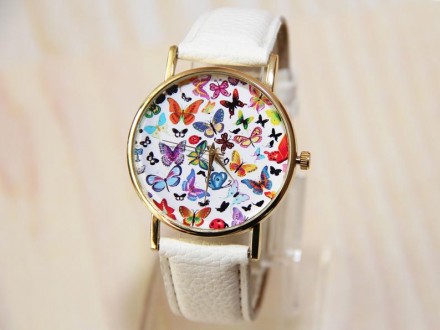 часы бабочки, женские часы, часы с кожаным ремешком

Материал циферблата: Стек. . фото 6