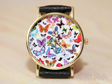 часы бабочки, женские часы, часы с кожаным ремешком

Материал циферблата: Стек. . фото 1