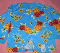 Дитяча піжама голубого кольору з зображенням ананасів та квітів, на пувичках. 10. . фото 3
