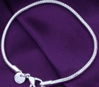 Серебряный женский браслет "Змейка",материал:стерлинговое серебро 925.Длина 19 с. . фото 5