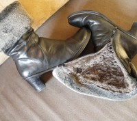 Сапожки зимние кожаные на натуральном меху с опушкой из цигейки, небольшой устой. . фото 4