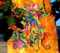 Воздушный изысканный длинный шарф из натурального шелка - эксельсиор. Выполнен в. . фото 8