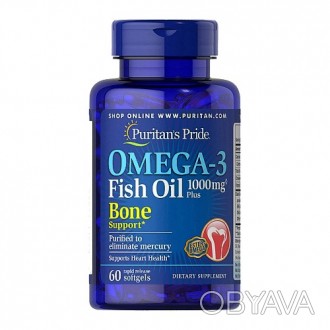 
	Puritan's Pride Omega-3 Fish Oil 1000 mg Plus Bone Support 60 softgels 
Purita. . фото 1