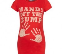 New Look maternity. Ярко красная футболочка для девушек в положении с прикольным. . фото 2