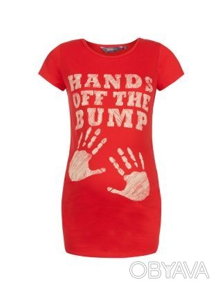 New Look maternity. Ярко красная футболочка для девушек в положении с прикольным. . фото 1