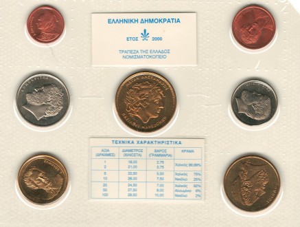 Официальный годовой набор монет - Греция 2000
 
 Официальный блистер, запайка мо. . фото 2