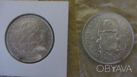 Монеты зарубежные(серебро) Бермуды (б/у, 1964 год, отл. сост. 22,62 грамм, проба. . фото 1
