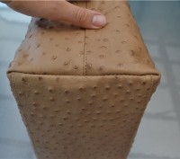 Furla Beige Cammello ostrich embossed leather d-light medium 'New Shopper' tote
. . фото 12
