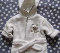 Белый теплый халатик для новорожденных (0-3 месяца). . фото 2