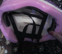 продам шлем для девочки сиренево-розовый с белыми звездами размер 48-52, бу, про. . фото 4