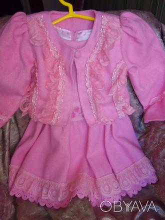 платье розового цвета+ жакет, в отличном состоянии,на девочку 3-6 лет.длина плат. . фото 1