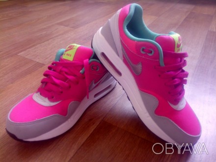Кроссовки женские Nike Air Max 1 (Hot Pink | Menta | Pure Platinum). Материал кр. . фото 1
